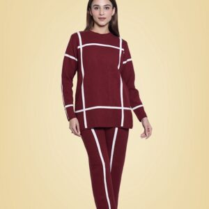 BBell Flower Cord Set For Women Long Sleeves Winter Wear Round Neck